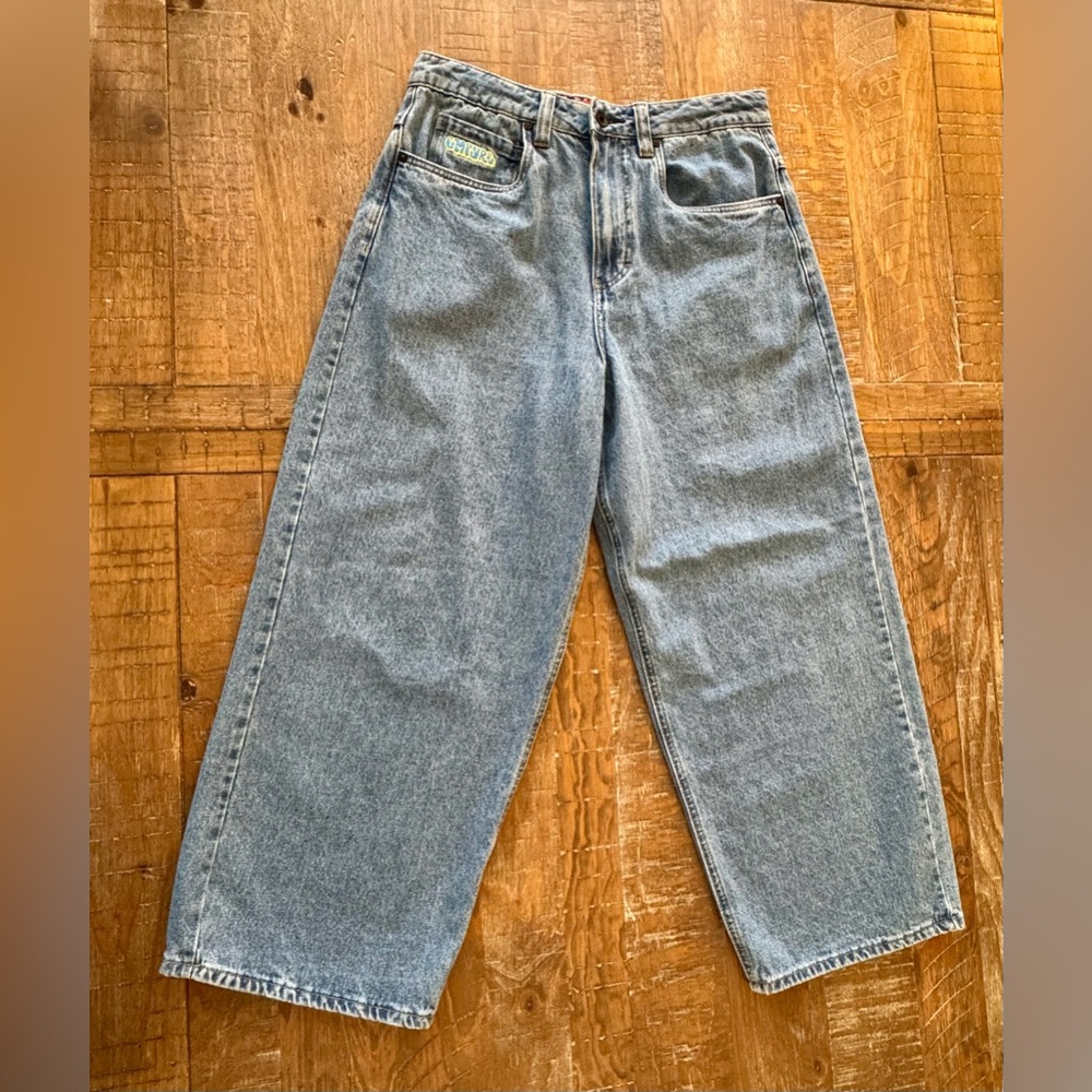 Empyre Wide Leg Loose Fitting Blue Denim Jeans, Size 30